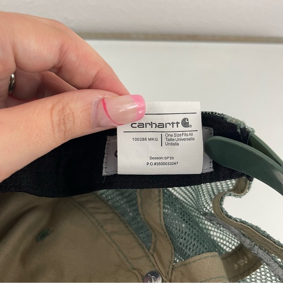 CARHARTT Vintage Unisex Leaf Green Trucker Canvas Mesh Back Buffalo Baseball Cap - Picture 9 of 10